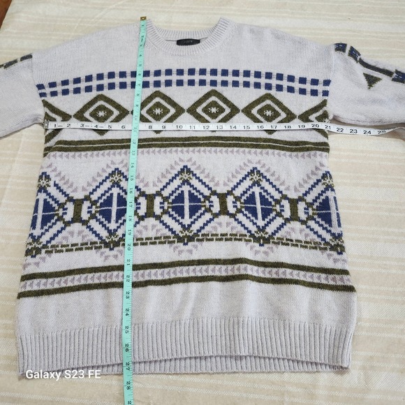 J. Crew Geometric Fair Isle Sweater Acrylic Wool Mohair Blend Women's Large - Picture 11 of 13